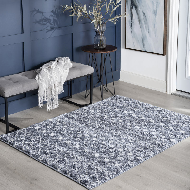 Dakota Fields Magee Moroccan Shag Dark Gray/Cream Area Rug Wayfair